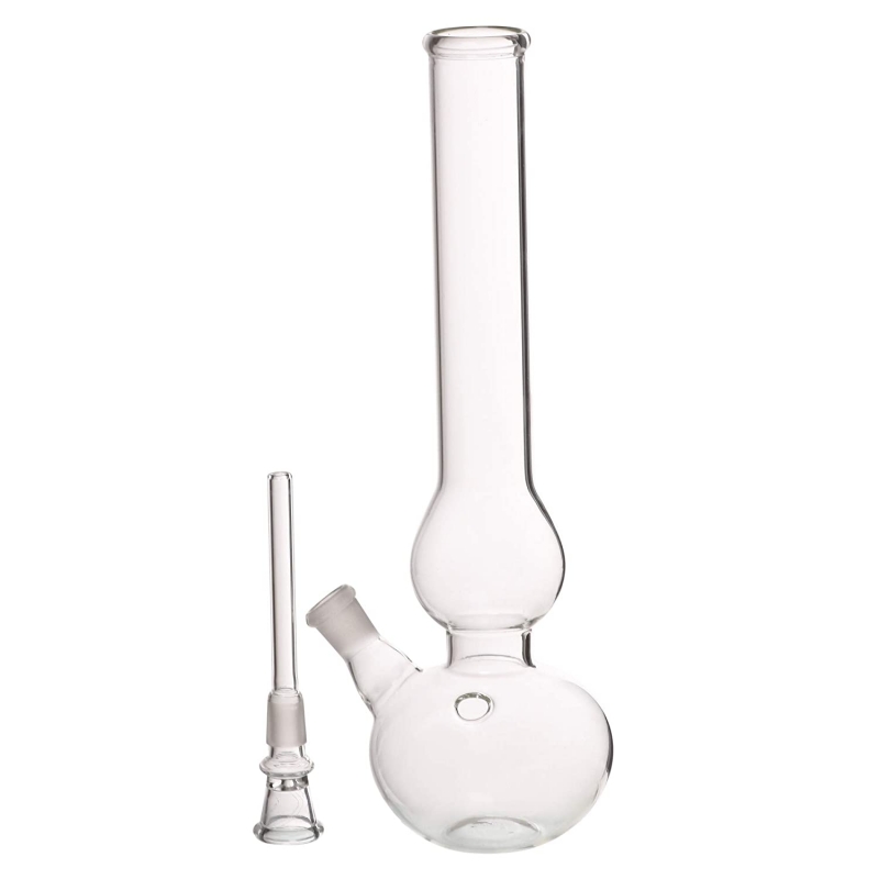 Moksha 12-inch Double Bulb Glass Water Bong (30cm, Clear)