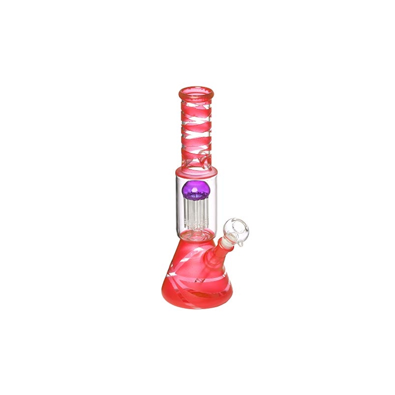 Moksha 12-Inch Glass Oval Bulb 10 Arm Tree Percolator Ice Water Bong (30cm, Red)