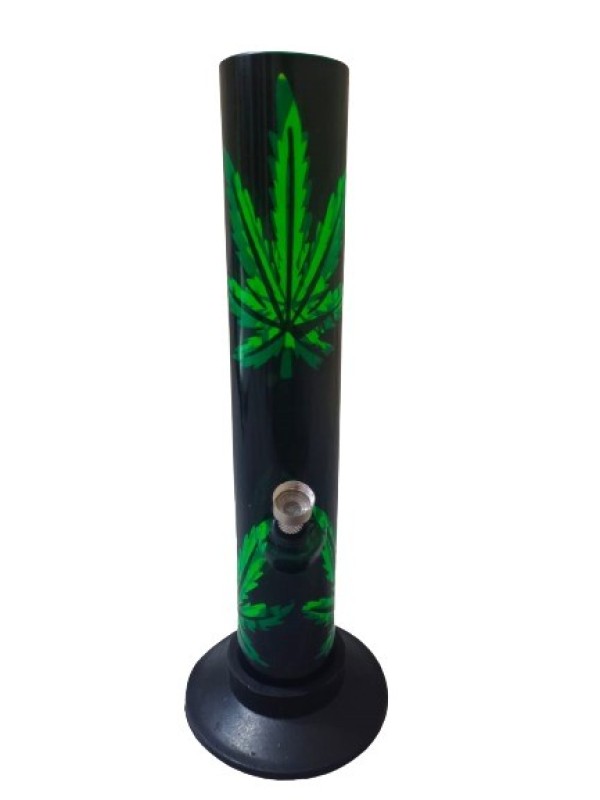 Moksha 12 inch Tall Acrylic Water Bong Pipe OD 5.0cm Waterpipe Hookah (30cm, Green Leaf)