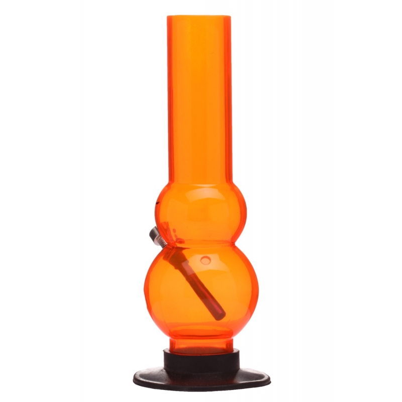 Moksha 12 Inch Tall Double Bulb Acrylic Water Pipe Bong. (Transparent Orange)