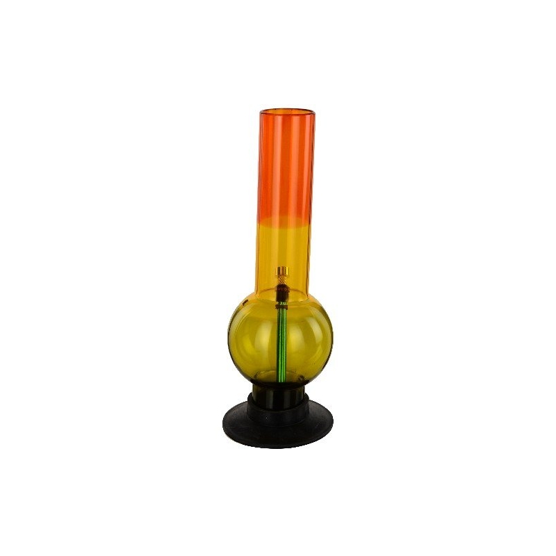 Moksha 12 Inch Tall Large Bulb Acrylic Bong. Tube Diameter 5cm (30cm, Rasta Color)