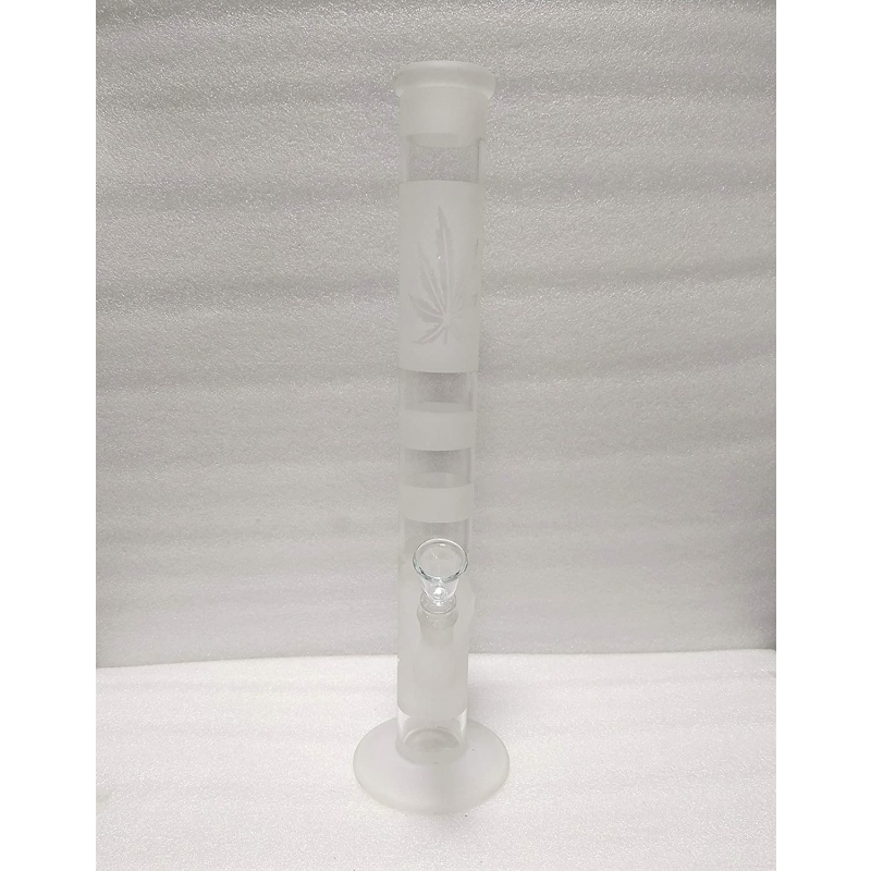 Moksha 18-Inch Glass Cylinder Ice Bong, Waterpipe Bong (45cm, with Leaf Print)