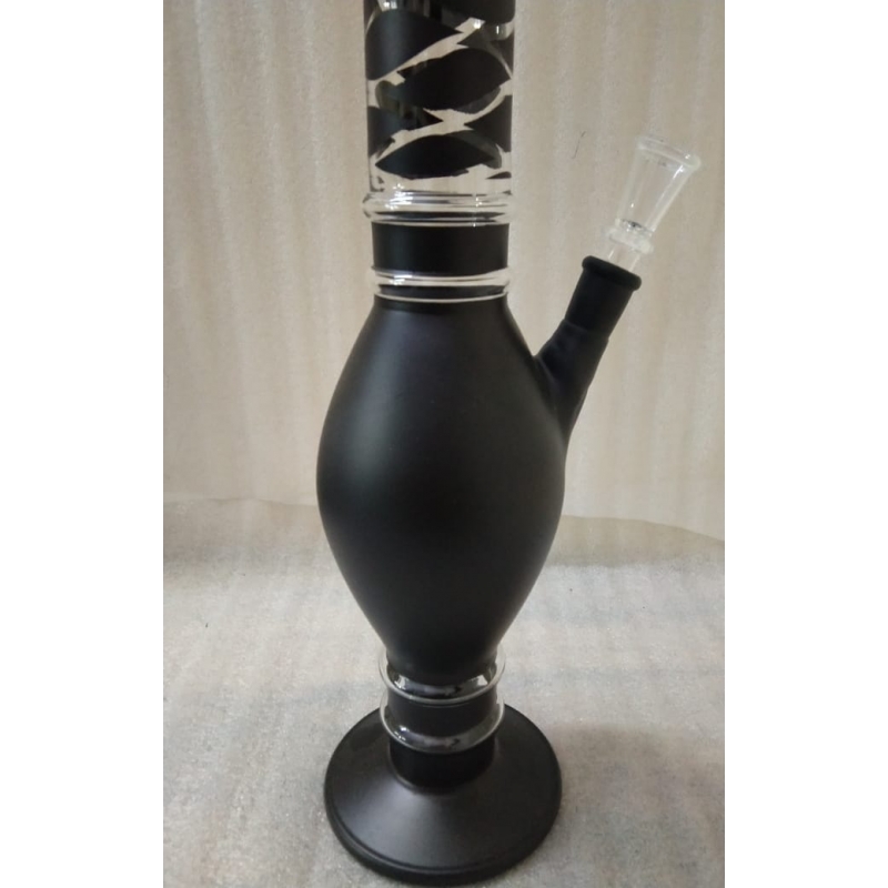 Moksha 20-Inch Oval Bulb Glass Waterpipe Bong (50 cm, Black)