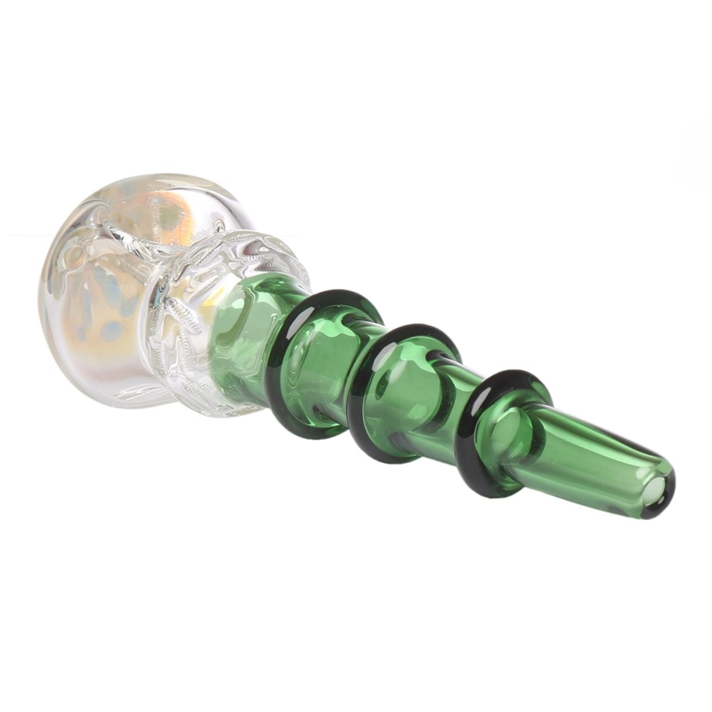 Moksha 6 Inch Conical Shape Glass Smoking Pipe with Crystal Clear Bowl (Green)
