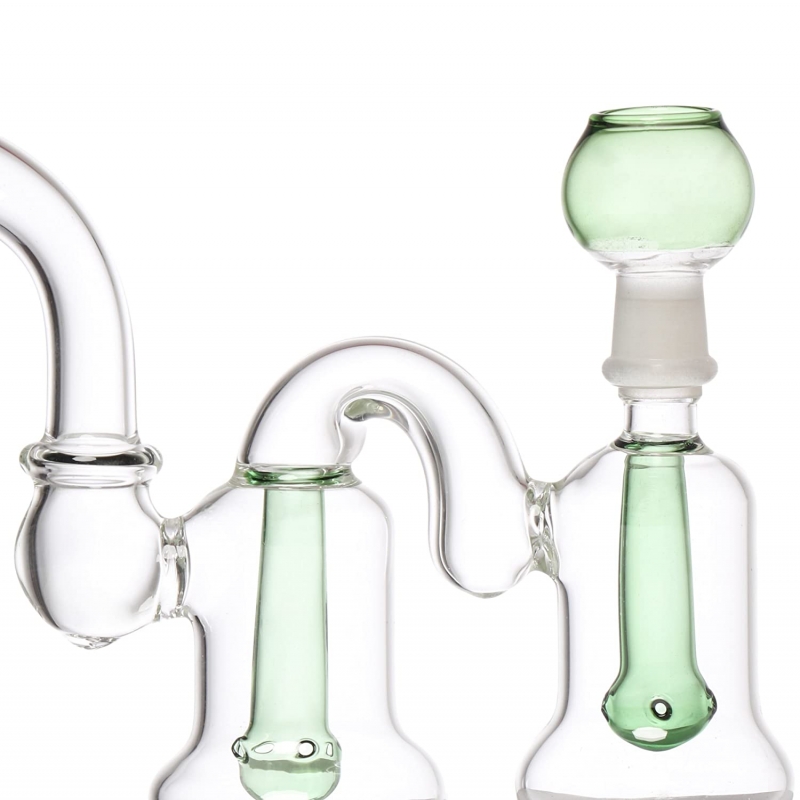 Moksha 8 Inch Tall Two Side Percolator Glass Smoking Oil Bubbler Pipe. (20cm, Green)