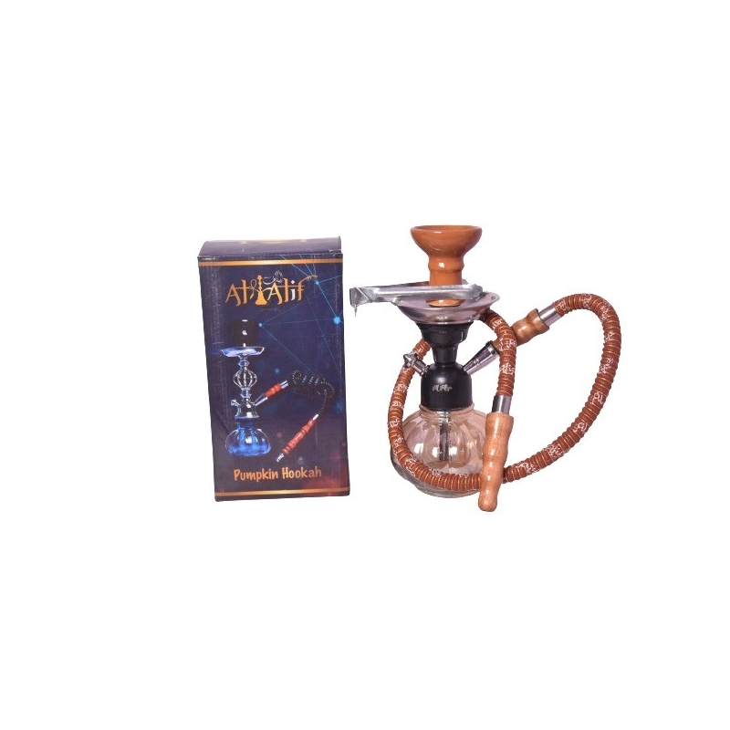 Moksha 9 Inch Tall Glass Hookah Smoking Hookah with Metal Ash Catcher and Ceramic Chillum/Hookah Bowl (Orange)