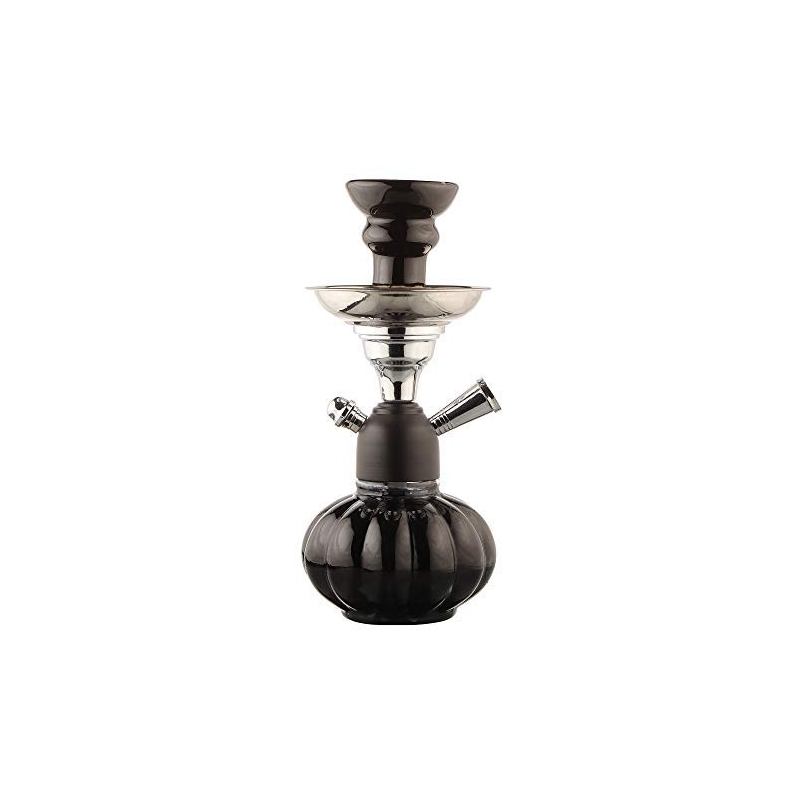 Moksha 9.5 Inch Tall Glass Hookah Smoking Hookah with Metal Ash Catcher and Ceramic Chillum/ Hookah Bowl.