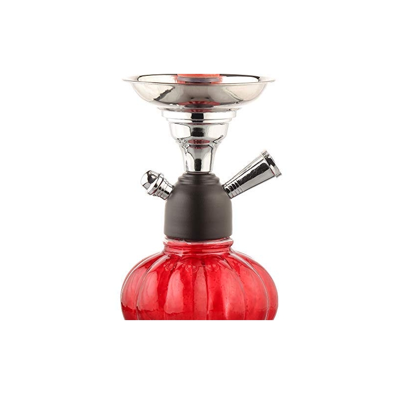 Moksha 9.5 Inch Tall Glass Hookah Smoking Hookah with Metal Ash Catcher and Ceramic Chillum/ Hookah Bowl.