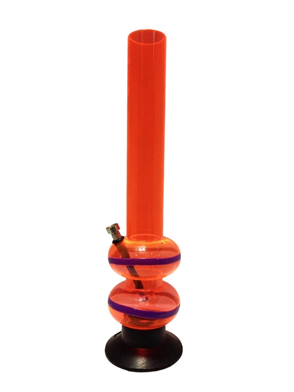 Moksha Bongs 16 Inch Tall Double Bulb Acrylic Water Bong. Tube Diameter 5 cm - 1 Pc (40 cm, Transparent Orange)